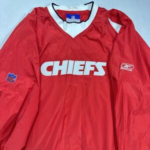 Vintage Reebok On Field NFL Kansas City Chiefs KC Windbreaker Pull Over Side 3XL
